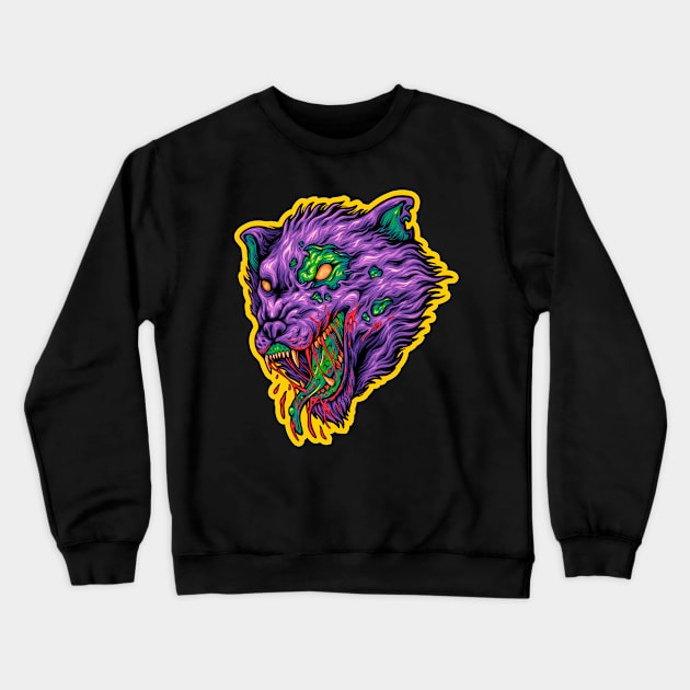 Zombie Wolf Scary Zombie Wolf Crewneck Sweatshirt by GRADA